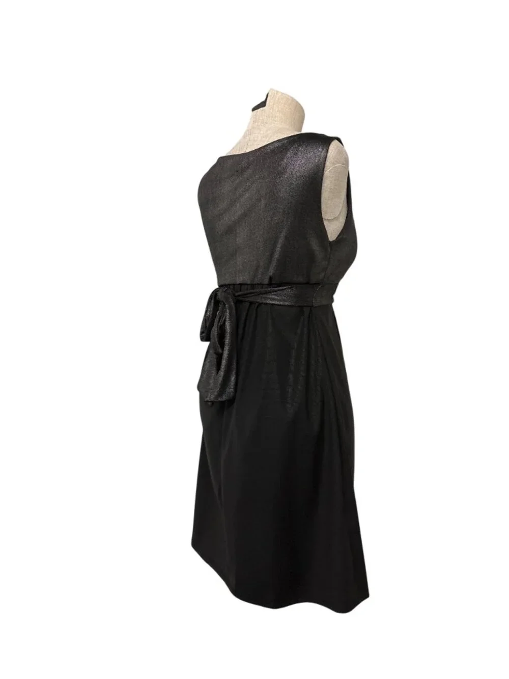 Max Rave Black Metallic Silver Empire Waist Dress With Tie-Back Design Size S - Picture 8 of 11